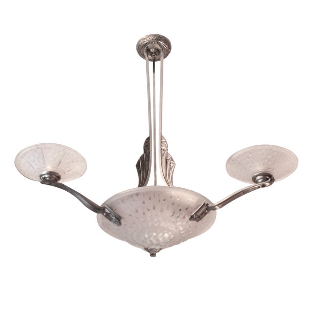 Art Deco French Ceiling Lamp from Muller Frères, 1920s For Sale