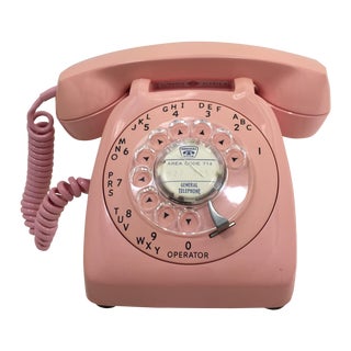 Vintage Pink Automatic Electric Rotary Dial Phone For Sale
