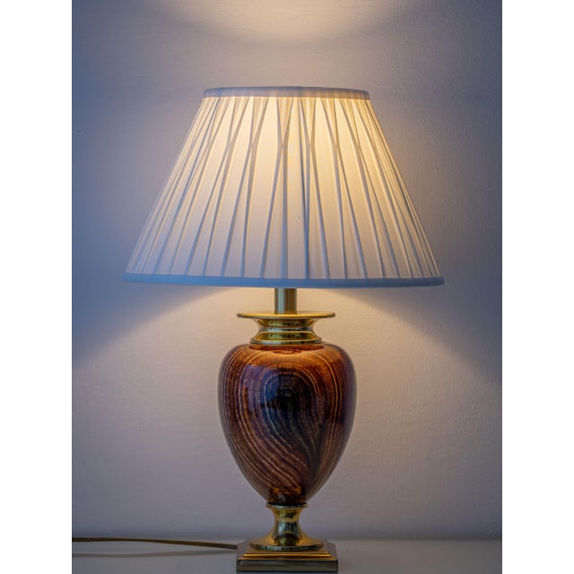 French Faux Bois Ceramic Urn Table Lamp by Le Dauphin, 1980s For Sale - Image 4 of 15