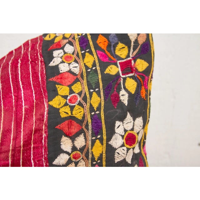 Hena Antique Mashru Tribal Lumbr Pillow For Sale In Los Angeles - Image 6 of 9