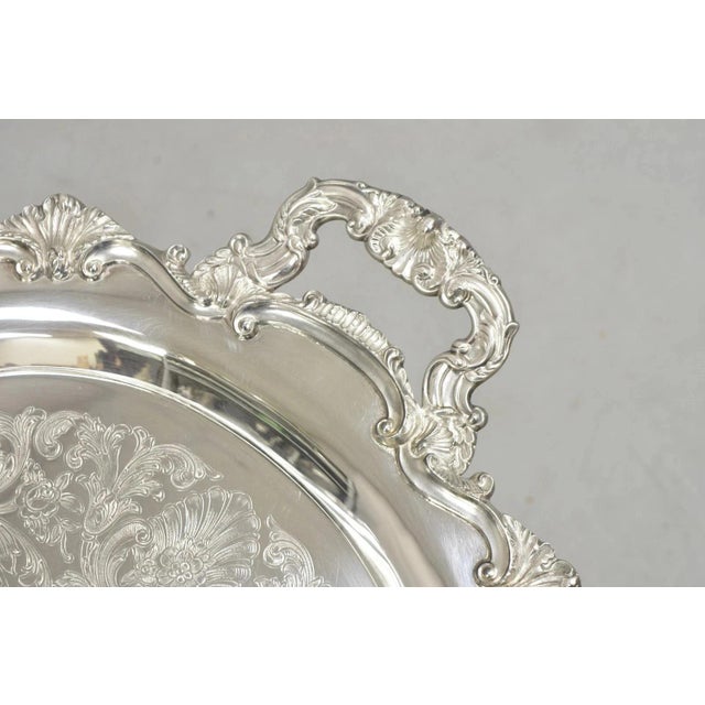 Victorian Vintage Bristol Poole 145 Silver Plated Victorian Oval Serving Platter Bar Tray For Sale - Image 3 of 11