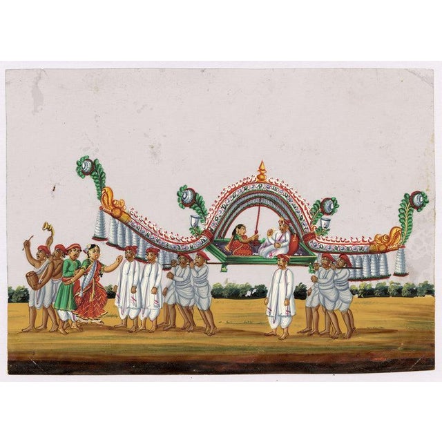 Indian Company School, Marriage Procession, 1800s, Gouache on Paper For Sale - Image 6 of 9