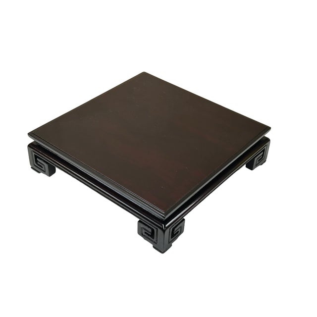 Asian 9" Dark Brown Square Straight Scroll Legs Wood Display Stand Riser Easel For Sale - Image 3 of 6