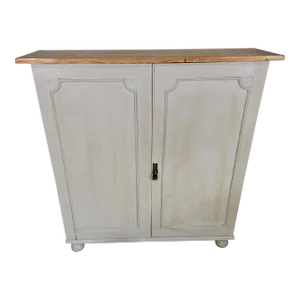 Antique Painted 2 Door Cupboard With Natural Top From England