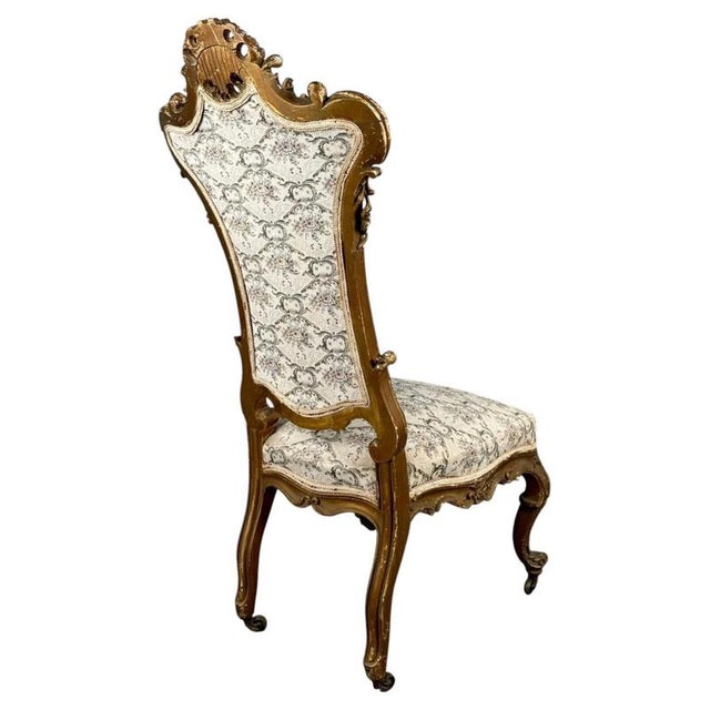 Antique Rococo Revival French Giltwood Armchair with Floral Upholstery For Sale - Image 6 of 11