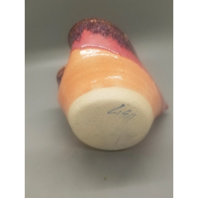 Mid-Century Modern Lisa Howe Signed Art Pottery Heart Shape Candy Trinket Bowl Stoneware Drip Glaze For Sale - Image 3 of 3