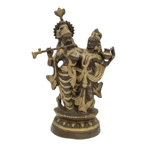 Vintage Bronze & Brass Radha-Krishna Statue