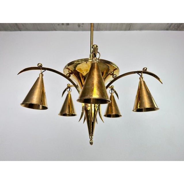 Vienna Secession Brass Chandelider by Dagobert Peche, 1890s For Sale - Image 4 of 9