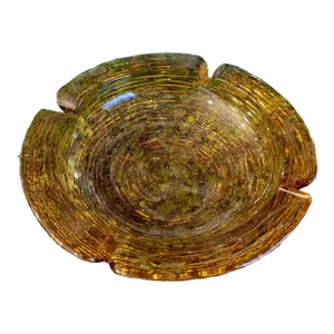Vintage 70's Large Heavy Amber Glass Ash Tray