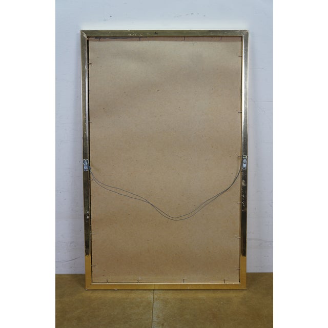 Hollywood Regency Chinoiserie Gold Embossed Geisha Wall Vanity Mirror MCM 27" For Sale - Image 11 of 11