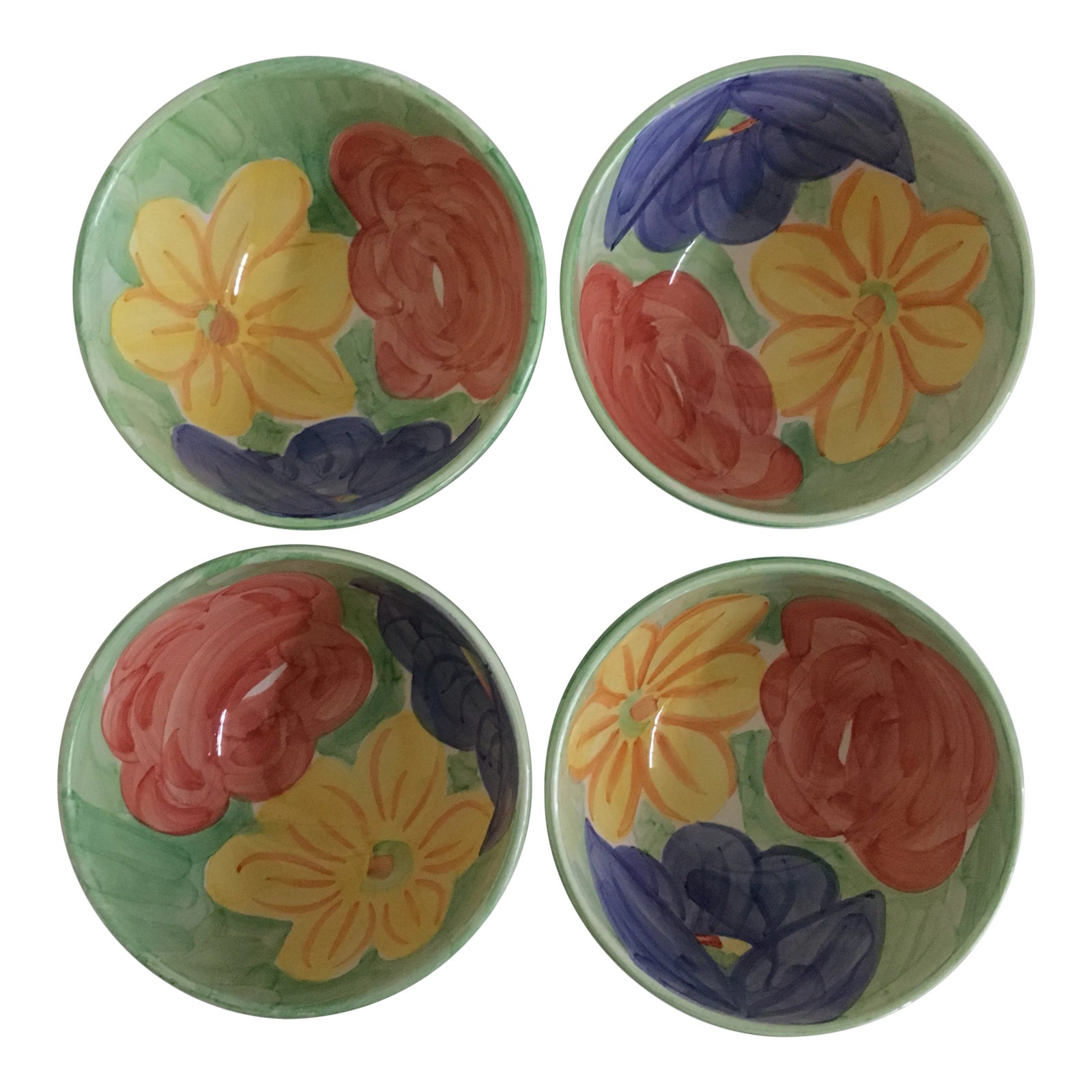 Vintage Bob Mackie Colorful Floral Ceramic Bowls Set of 4 Chairish
