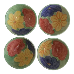 Vintage Bob Mackie Colorful Floral Ceramic Bowls - Set of 4