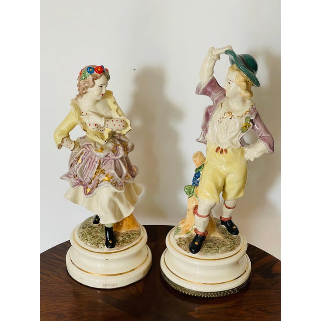 Art Nouveau Rare Antique Austrian Vienna Werkstate Jugendstil Ceramic Sculptures Pair For Sale - Image 3 of 7
