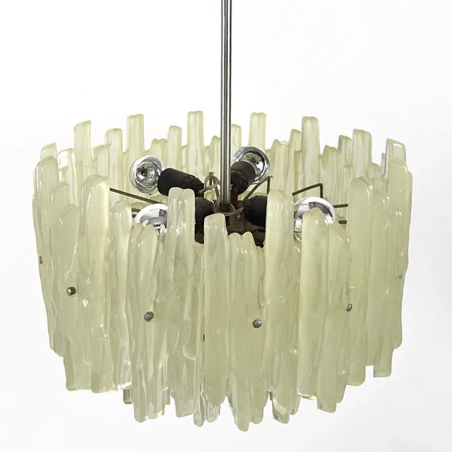 Mid-Century Modern Mid-Century Modern Frosted Glass Acrylic Glass Chandelier by J.T. Kalmar For Sale - Image 3 of 9