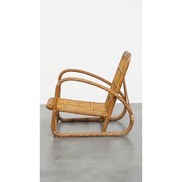 Vintage French Rattan Armchair, 1950s For Sale - Image 5 of 15
