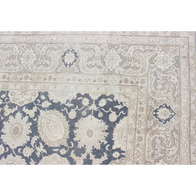 Large Vintage Tabriz Rug With All-Over Motif Design in Steel Gray and Tan 11'5 X 15'11 For Sale - Image 10 of 13
