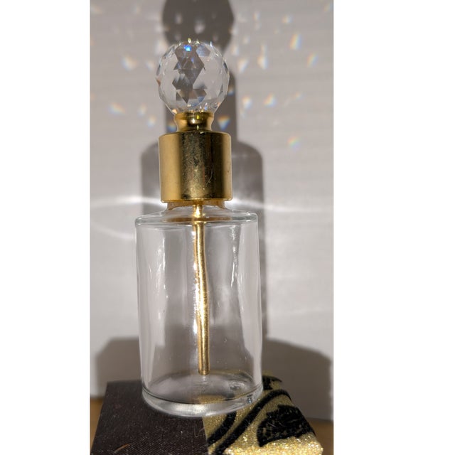 Vintage Cut Glass Perfume Tantalus 14.5" Gold Tone 6 Bottles Crystal Ball Stoppers For Sale In Raleigh - Image 6 of 15