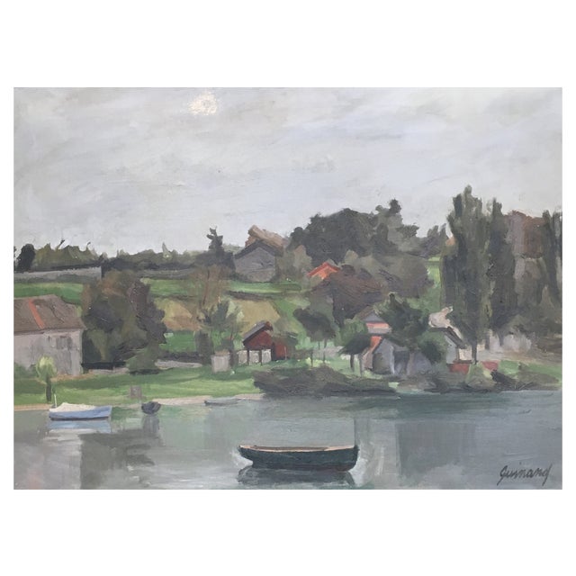 René Guinand, Paysage à la Belotte, Genève, Lac Léman, 1930, Oil on Canvas, Framed For Sale