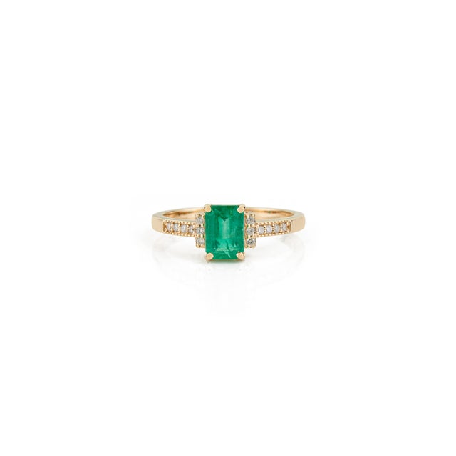 Not Yet Made - Made To Order VRJewels 14k Gold 1.09ct Emerald Engagement Ring With Diamonds for Her Size 6.5 For Sale - Image 5 of 18