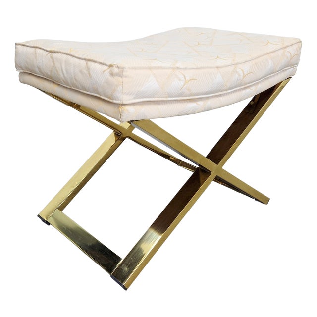 Vintage Regency Brass Cross Stool, Italy, 1970s For Sale