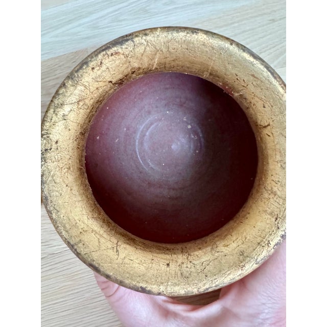 Set of 2, Vintage Neoclassical Gold Leaf Terracotta Vases – Made in Italy For Sale In Chicago - Image 6 of 8