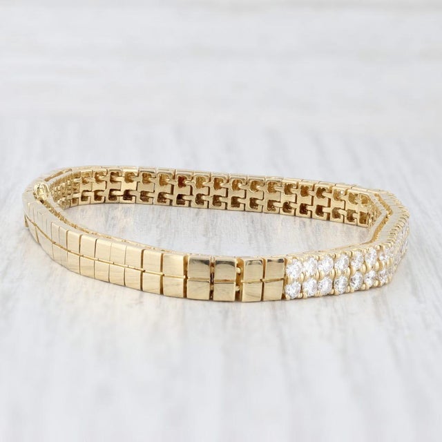 2ctw Diamond Tennis Omega Chain Bracelet 18k Yellow Gold 6.5" 5mm For Sale - Image 4 of 8