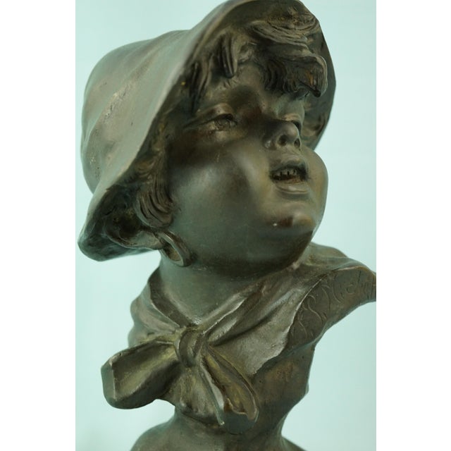 19th Century Bronze Bust Sculpture of a Peasant Child on a Marble Base by Francesco Paolo Michetti For Sale - Image 17 of 18