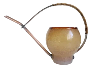 Italian Copper, Blown Glass, & Rattan Watering Can