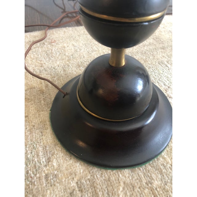 Brass and Wooden Stacked Ball Table Lamps - a Pair For Sale - Image 10 of 12