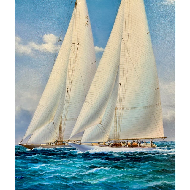 Racing Sailboats Maritime Nautical Seascape Painting by Matt Thomas, 2025 For Sale - Image 4 of 6