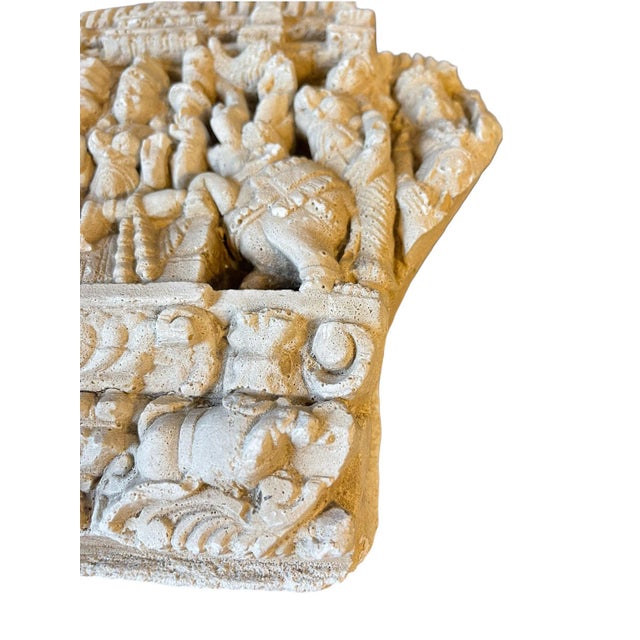 Alabaster Early 20th Century Camboidian Temple Molding Sculptural Wall Art For Sale - Image 8 of 13