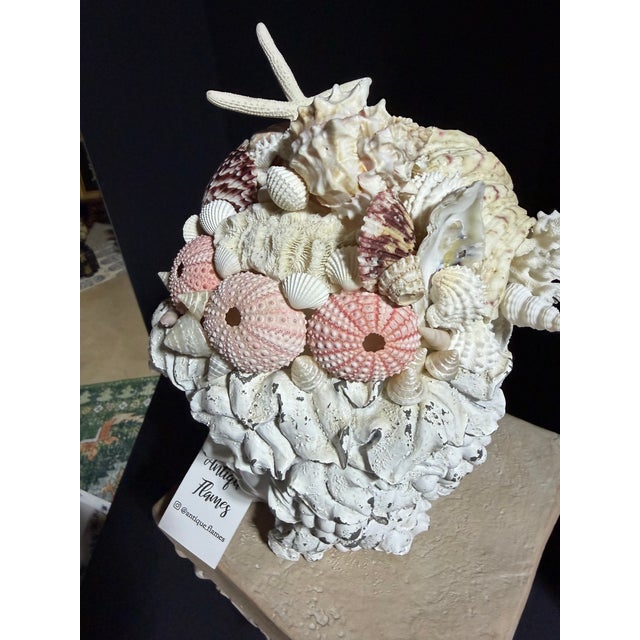 Plastic Celestial Meets the Sea, Shell Incrusted Bust-Coastal Art Sculpture For Sale - Image 7 of 14