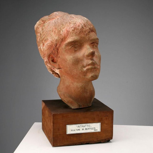 Terracotta Head of Girl by Mario Bertozzi For Sale - Image 3 of 13