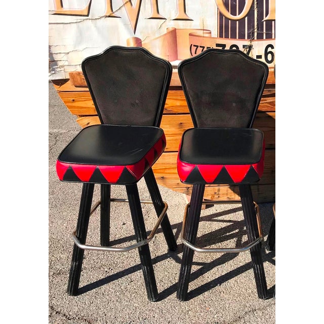 1990s Vintage Gasser Chairs Tuxedo Theme Casino Gaming Stools Set of