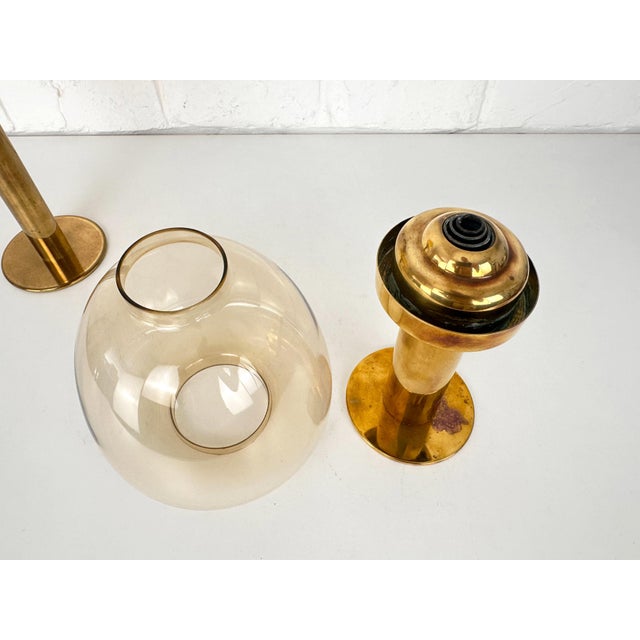 L102/32 Brass and Glass Photophores by Hans-Agne Jakobsson for Markaryd, Sweden, 1970s, Set of 2 For Sale - Image 12 of 14