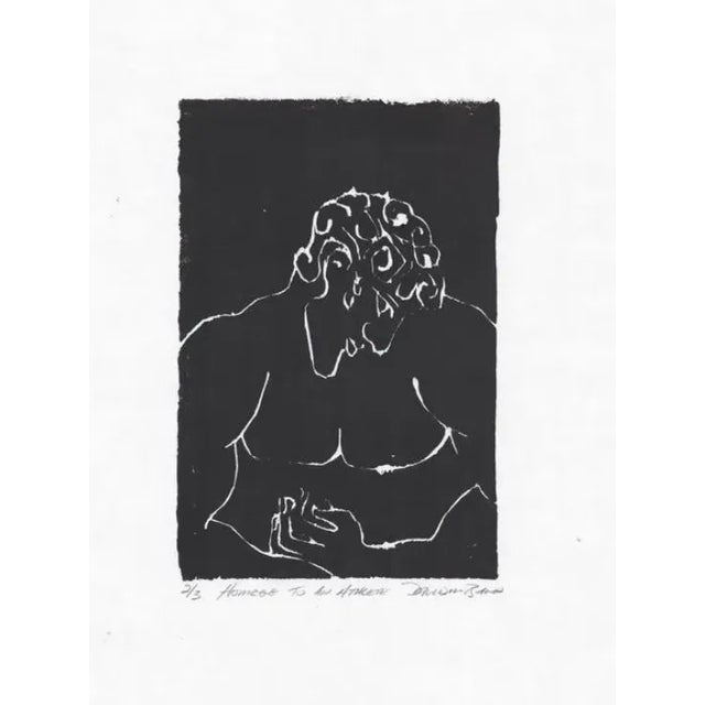 Figurative David Baird Homage to an Athlete Linocut For Sale - Image 3 of 3