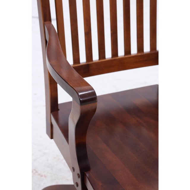 Wood Antique Wooden Swivel Office Chair For Sale - Image 7 of 15