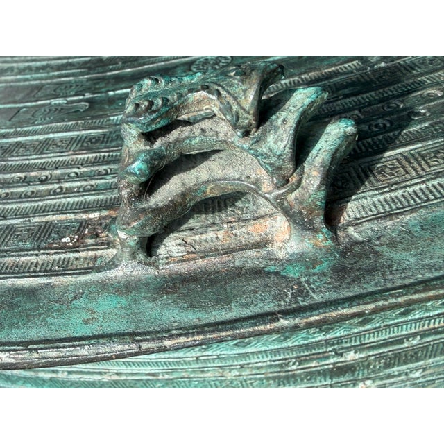 Patinated Bronze Drum Side Table — Sculptural Global Accent, Organic Modern Design For Sale In Chicago - Image 6 of 9