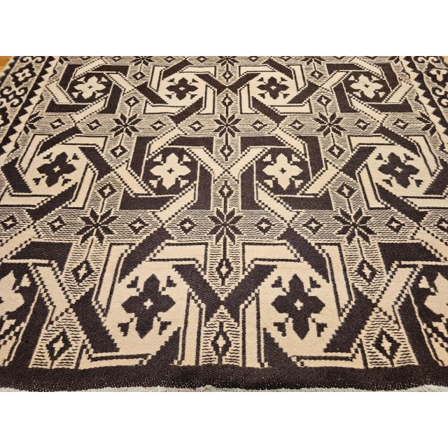 Vintage American Southwestern Rug, Handwoven Wool, Geometric Pattern, Tan & Brown, 5’ X 7’ For Sale - Image 9 of 12