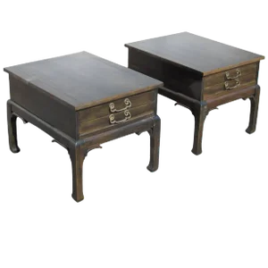 Pair of Asian Style Wood Nightstands