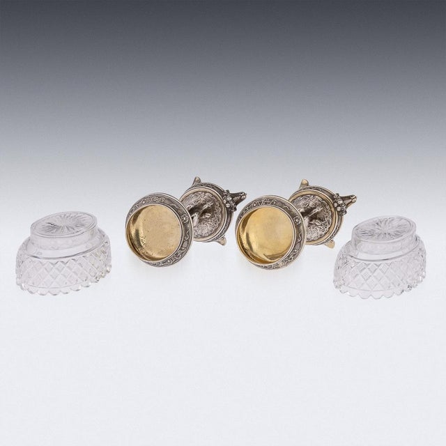 Silver 19th Century Victorian Silver & Glass Figural Salts from Elkington, 1896, Set of 2 For Sale - Image 8 of 18