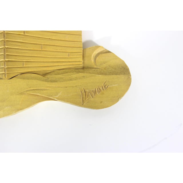 Cabin Vintage Hand Carved Wood Wall Decor Cabin Tree For Sale - Image 3 of 7