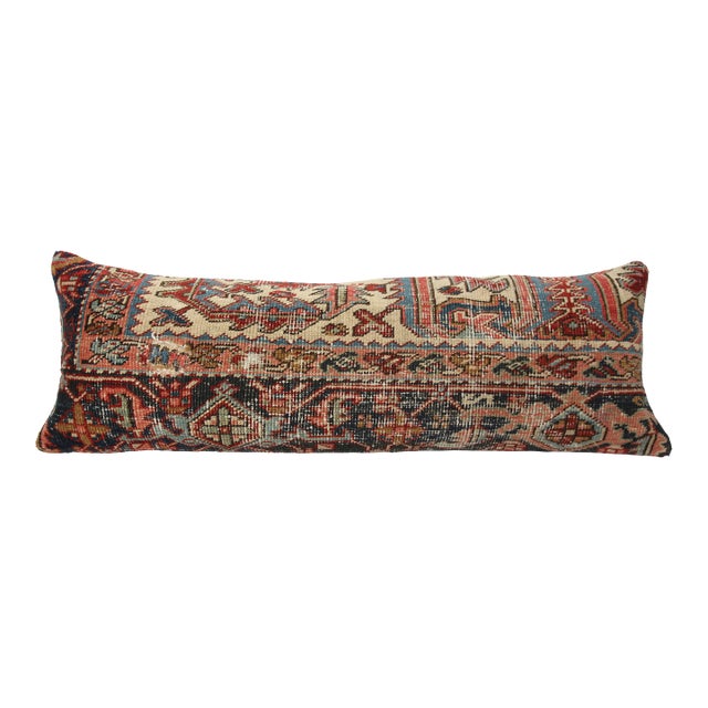 Antique Persian Oriental Lumbar Rug Pillow Cushion Cover -16'' X 47'' For Sale