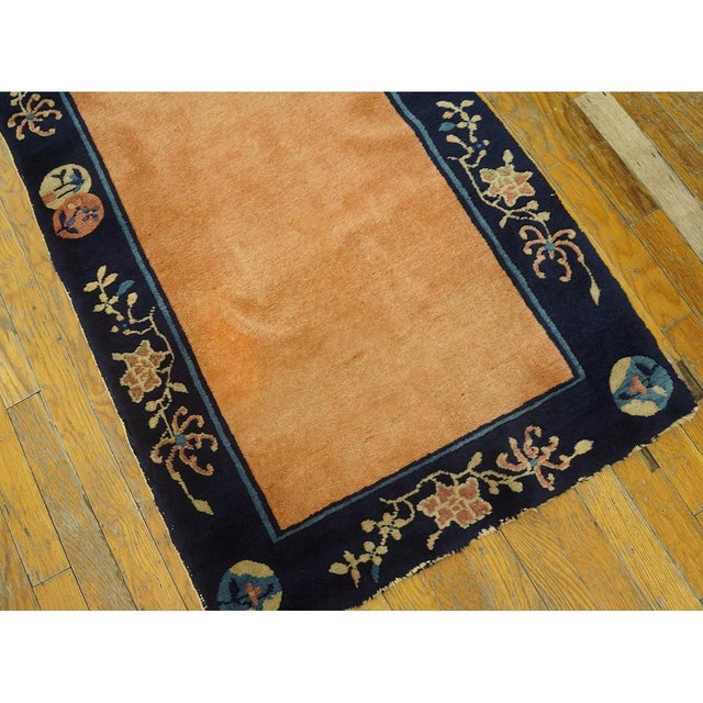 1920s 1920s Apricot Open Field Geometric Antique Chinese Peking Carpet 2'4" X 8'9" Rug For Sale - Image 5 of 10