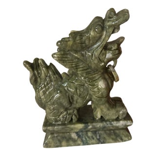 Green Jade Dragon Carving Statue For Sale