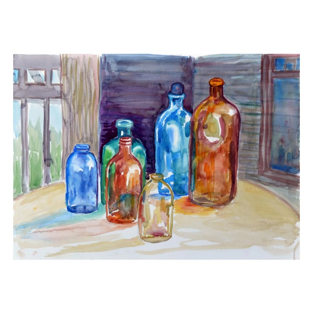 Six Bottles Still Life by Doris Warner For Sale - Image 4 of 4