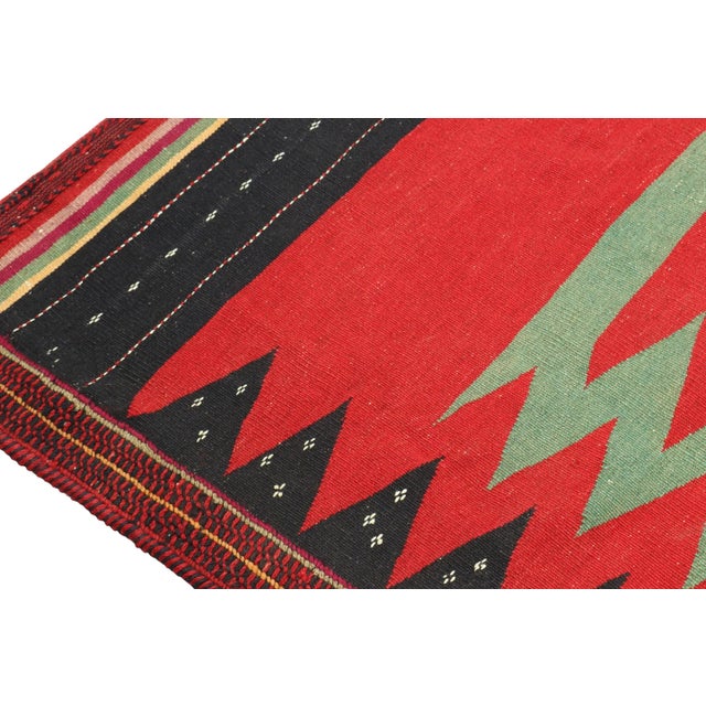1970s Vintage Sofreh Persian Kilim in Red With Teal and Black Pattern - by Rug & Kilim For Sale - Image 5 of 7