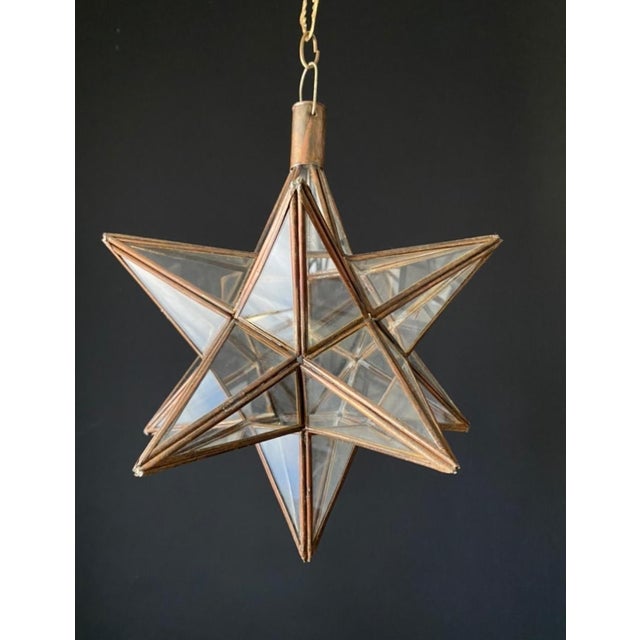 Antique Brass and Glass Star Light, 1970s For Sale - Image 9 of 9