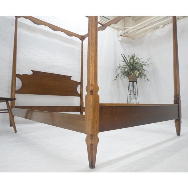 Antique c1940s Wooden Four-Poster Queen Size Canopy Bed Frame Mint For Sale - Image 15 of 18