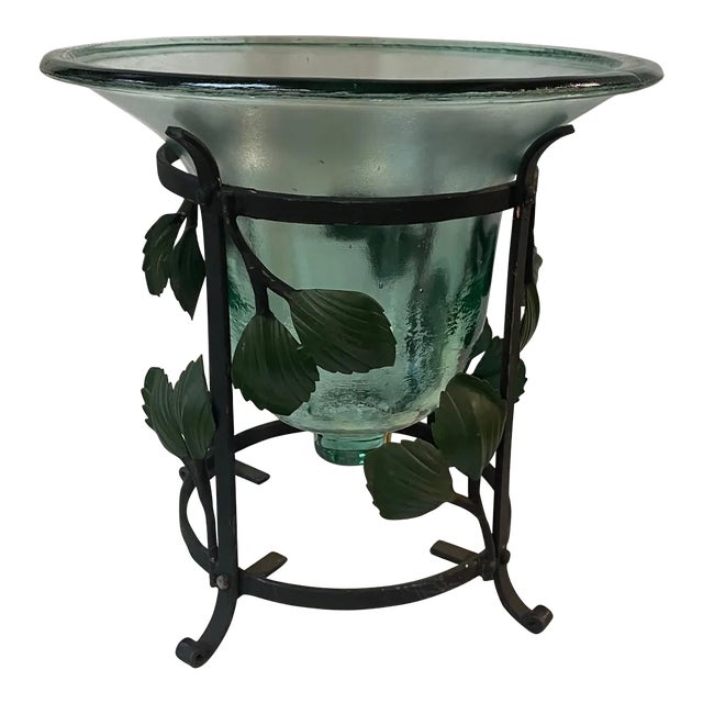 Vintage Showroom Sample Cachepot With Recycled Glass From Spain For Sale